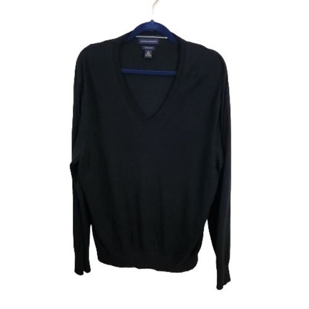 Banana Republic Luxury Blend Silk Cashmere Black V Neck Sweater Size XL
